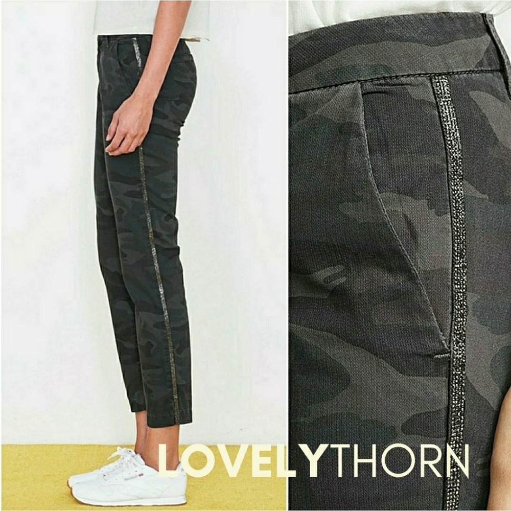 Anthropologie Camouflage Pants with Black and Gray Tones